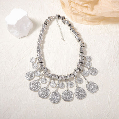 Vintage-Inspired Unique Creative Design Irregular Geometric Tassel Pendant Necklace for Women – Eye-Catching Alloy Jewelry Perfect for Any Occasion