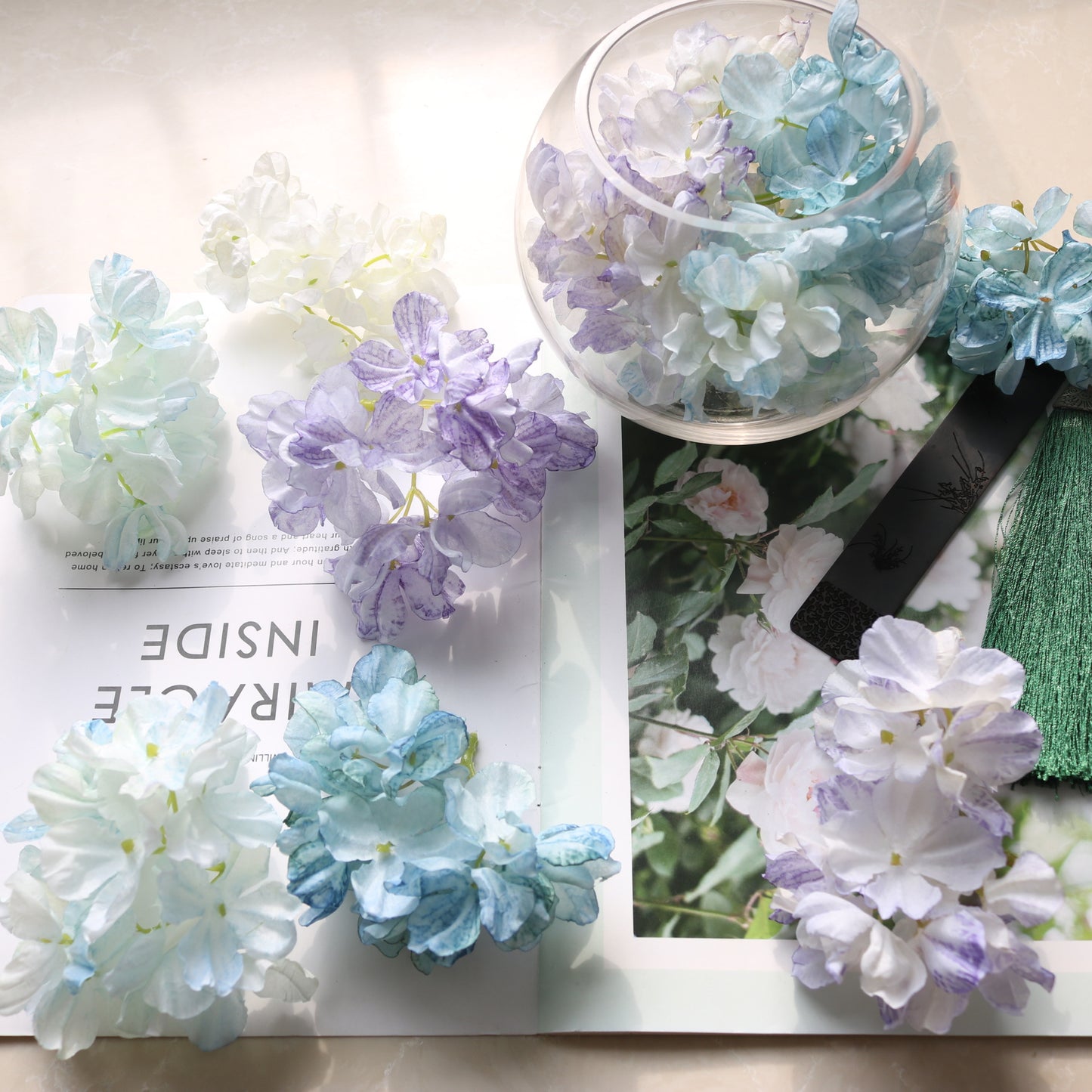 Stunning Faux Hydrangea Flower Heads with Rustic Burnt Edges - Perfect for DIY Hair Accessories, Wedding Decorations, and Floral Arrangements