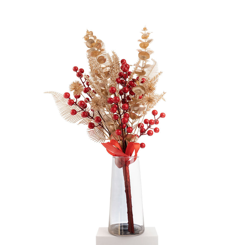 Vibrant Red Faux Flowers for Lunar New Year - Stunning INS-Style Home Decor & Wedding Accents - CF01084