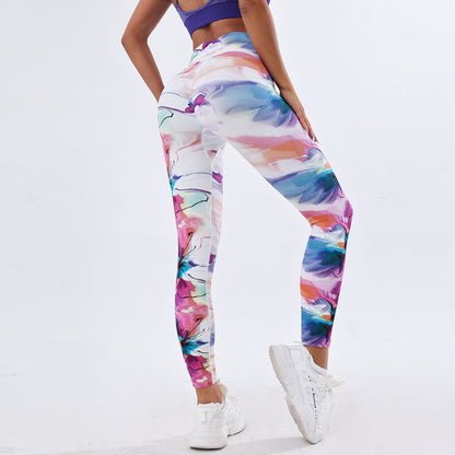 Women's 3D Floral Print High Waisted Yoga Pants Sculpting Butt Lifting and Comfortable Workout Leggings for Fitness and Activewear