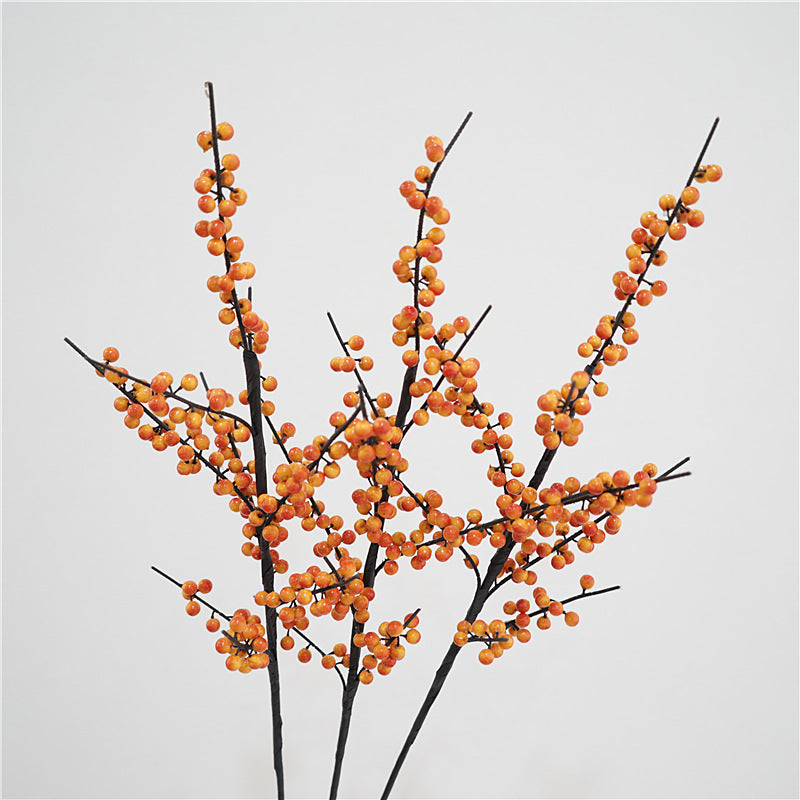 Lifelike North American Winterberry Faux Floral Arrangement - Perfect for Living Room & Dining Table Decor, Complete with Decorative Fruit and Berries for a Touch of Elegance