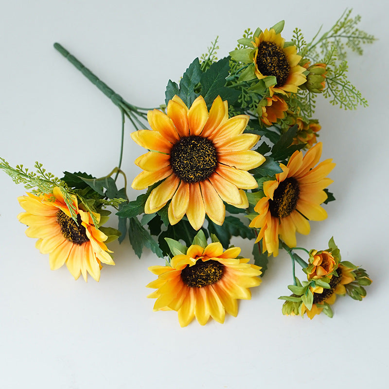 Charming Rustic Style Artificial Sunflower Bouquet - Perfect for Home Decor, Hotel Accents, and Wedding Decoration