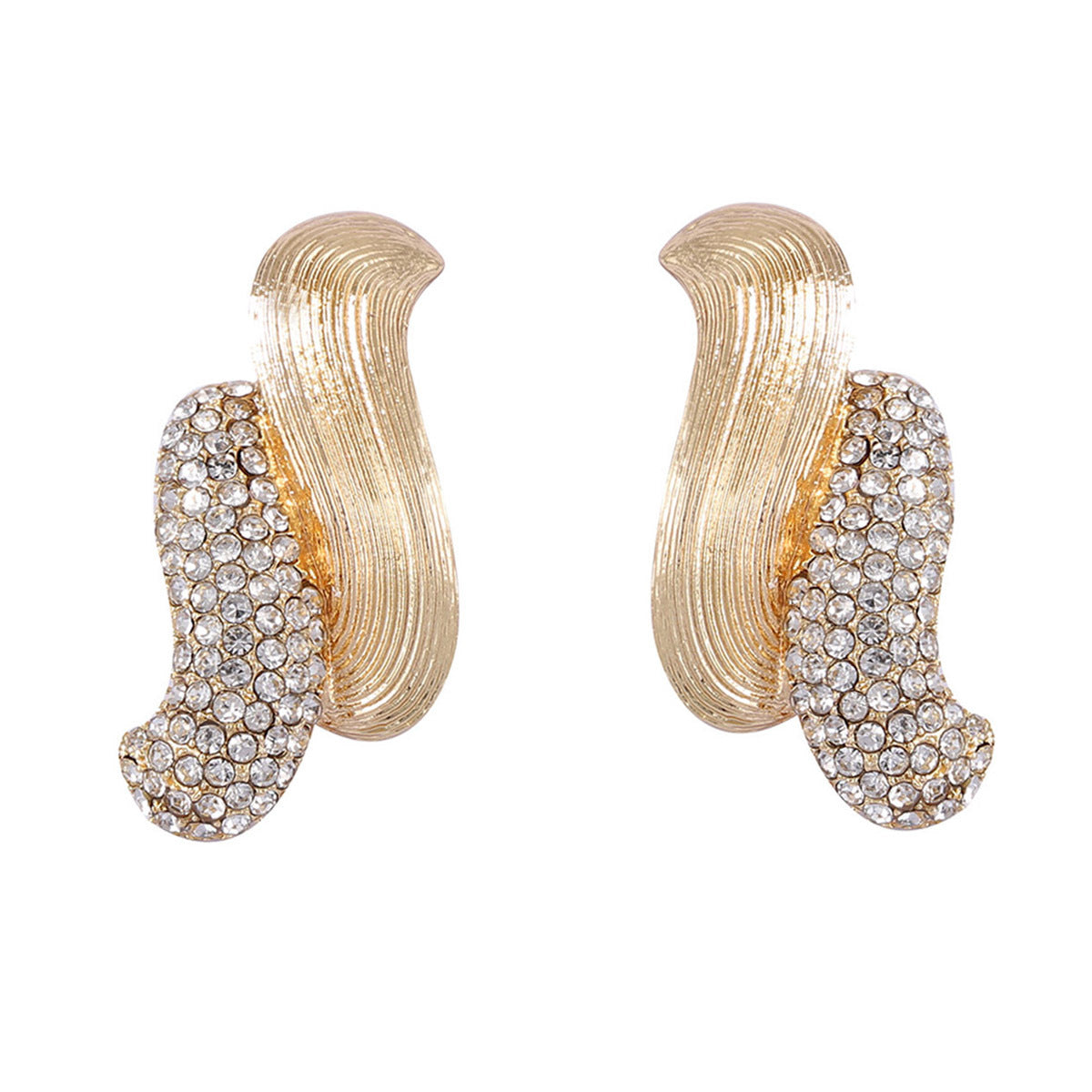 Chic Minimalist Luxury Twist Geometric 3D Alloy and Rhinestone Stud Earrings for Women - Effortless Elegance and Modern Design