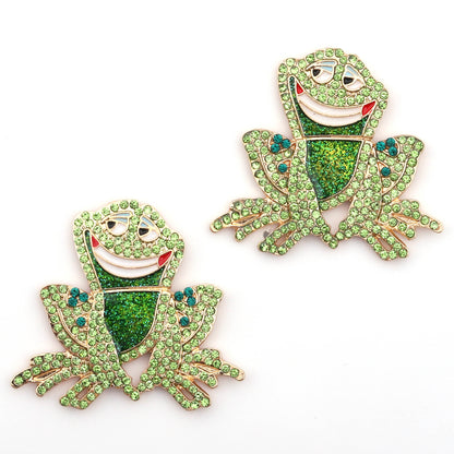 Charming Cartoon Vintage-Inspired Cute Frog Alloys with Rhinestone Earrings – Simple Yet Stylish Jewelry for Every Occasion