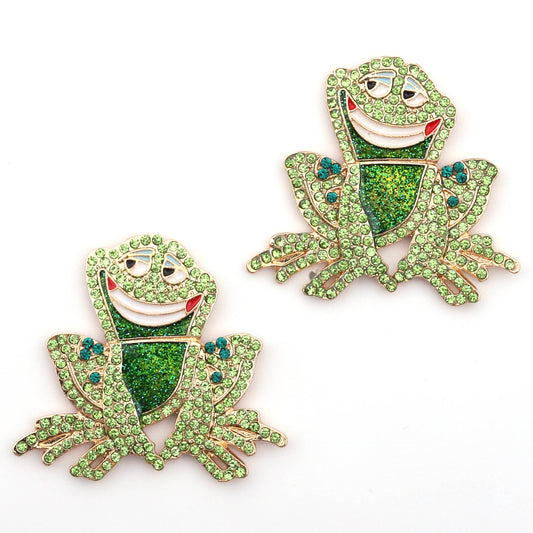 Charming Cartoon Vintage-Inspired Cute Frog Alloys with Rhinestone Earrings – Simple Yet Stylish Jewelry for Every Occasion