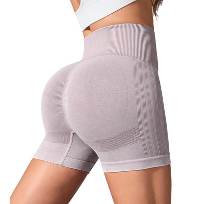 Seamless High Waisted Yoga Shorts Ribbed Peach Butt Enhancing 3 Inch Workout Pants for Compression and Quick Dry Fitness