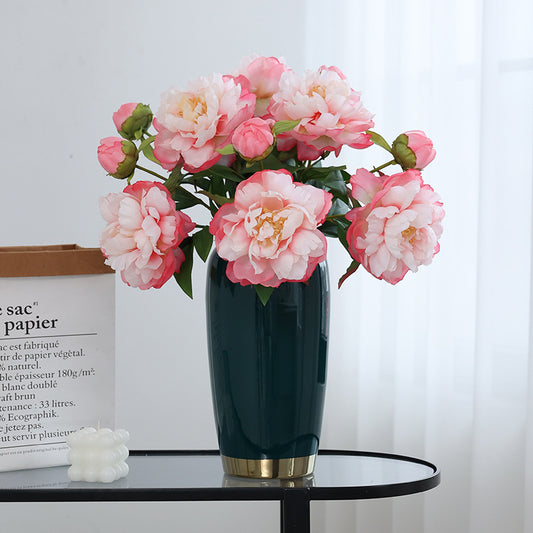 Realistic Double-Headed Silk Peony Flowers - Perfect for Wedding Decor, Home Staging, and Dining Table Arrangements