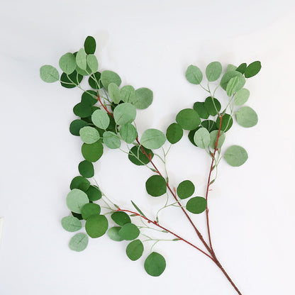 Lifelike 3-Branch Round Leaf Plant Décor for Weddings – Elegant Fan-Shaped Money Tree Leaves for Stunning Ceiling Decoration