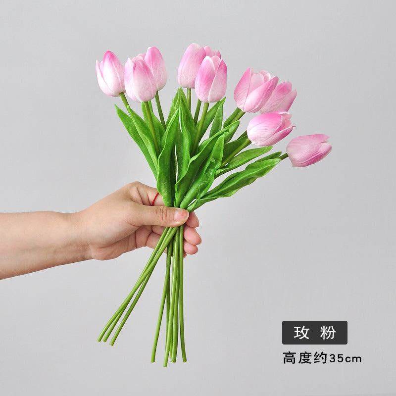 Modern Minimalist 10-Head Realistic Artificial Tulip Bouquet – Perfect for Home or Office Décor