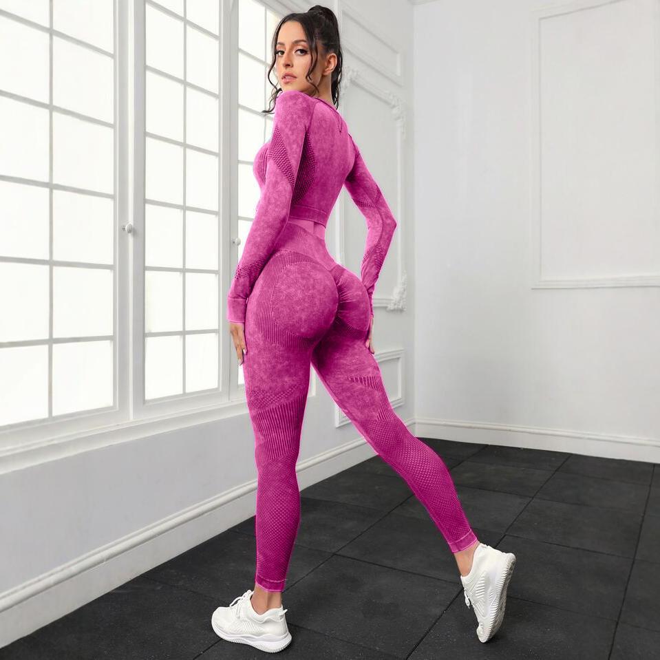 7 Color Washable Casual Yoga Set for Women Long Sleeve Peach Butt High Waisted Leggings and Activewear for Fitness Enthusiasts