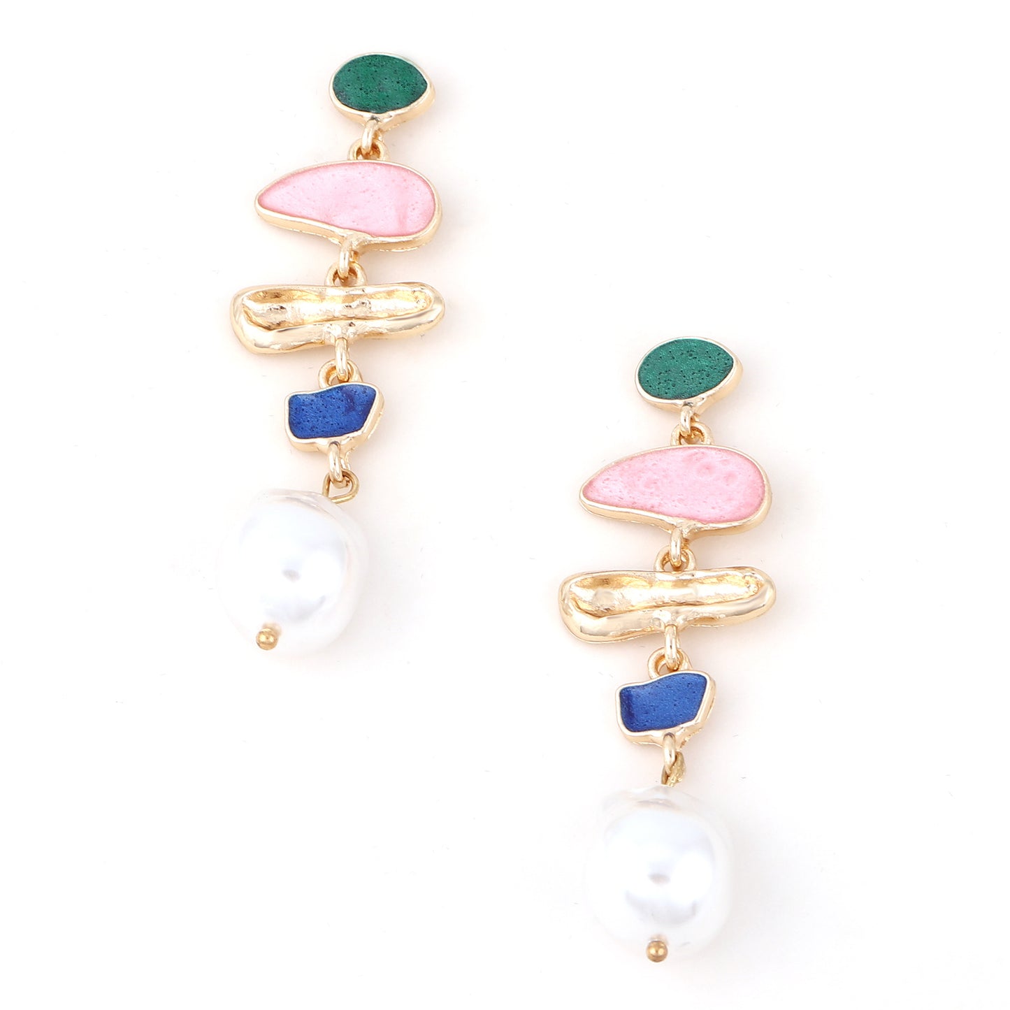 Chic Irregular Geometric Pearl Inlaid Earrings for a Fresh, Versatile Look – Perfect for Trendy Young Women!