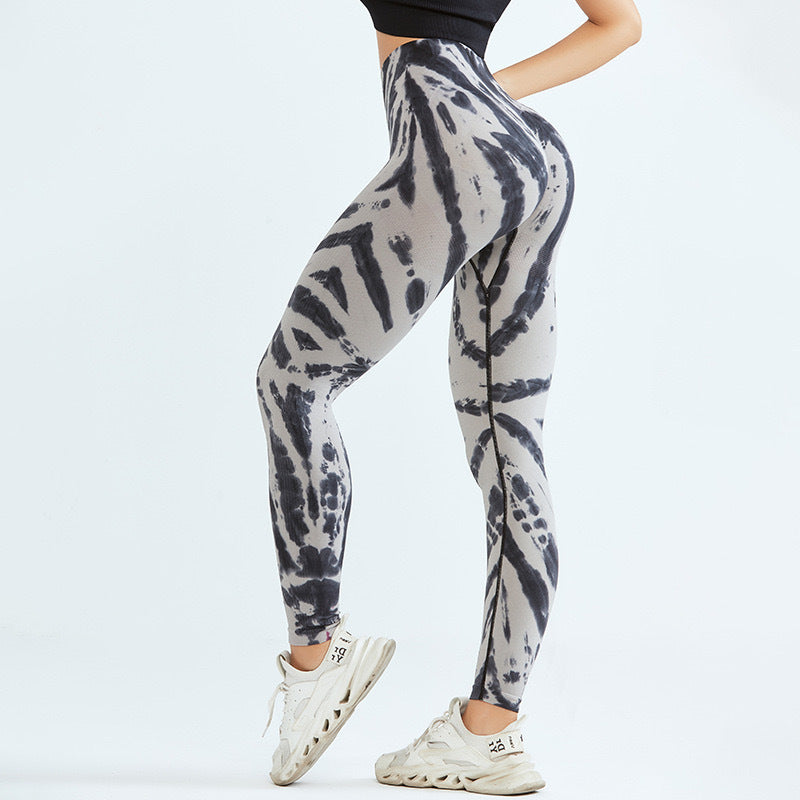 High Waisted Tie Dye Seamless Yoga Pants for Women Peach Enhancing Butt Lifting Workout Leggings for Running and Gym Fitness