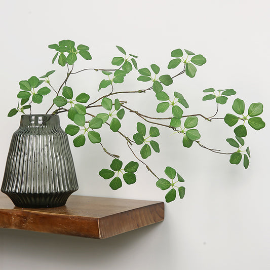 Elegant Minimalist Zen-Inspired Faux Green Plant Branches for Indoor Decor - Perfect for Home Gardening and Aesthetic Arrangements with Realistic Lotus Leaf Appeal