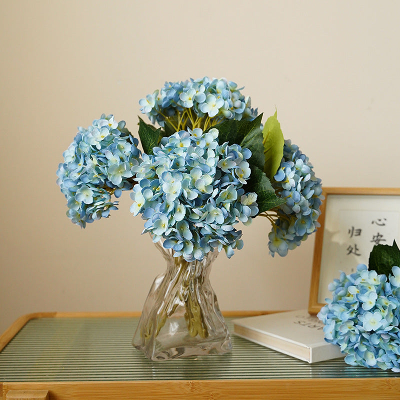 Realistic Hydrangea Floral Arrangement - Elegant European-Inspired 11-Branch Faux Flower Bouquet for Wedding Decorations