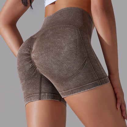 Seamless High Waisted Water Wash Yoga Shorts for Enhanced Lift and Comfort No Show Line Ultra Stretchy Running Peach Butt Shorts