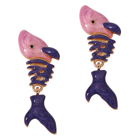 Trendy Fresh Vacation Vibe Shark-Inspired Alloy Droplet Earrings - Unique Animal Design for Creative Fashion Lovers