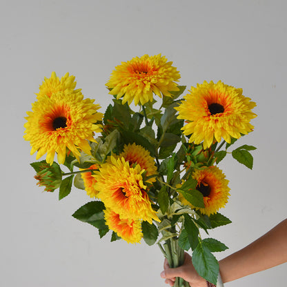 Luxurious Multi-Layered Long-Stem Sunflower Bouquet - Elegant Provence Style Home Decor for Living Room and Dining Table