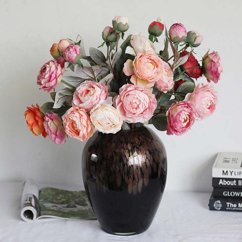 Realistic 3-Head Peony Artificial Flowers – Stunning Faux Floral Decor for Home, Photography Props, and Soft Furnishings