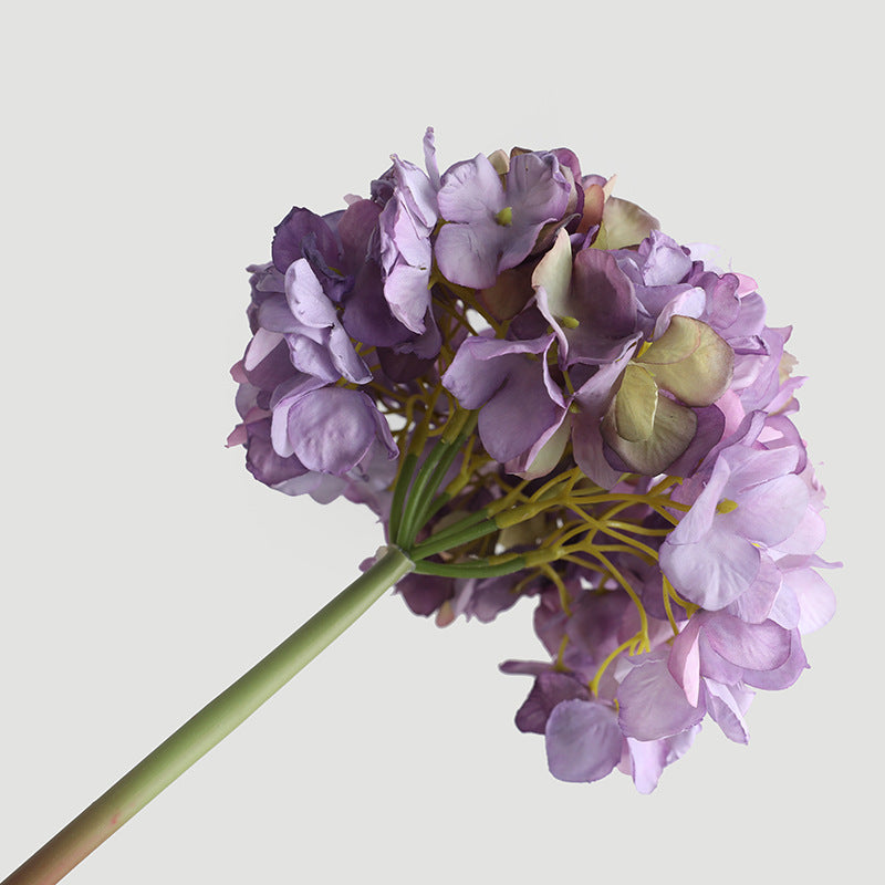 Elegant Hotel Window Display Decor:  Faux Hydrangea Bouquet with Burnt Edge Details - Korean-Style Bridal Handheld Arrangement in Gorgeous American Aesthetic