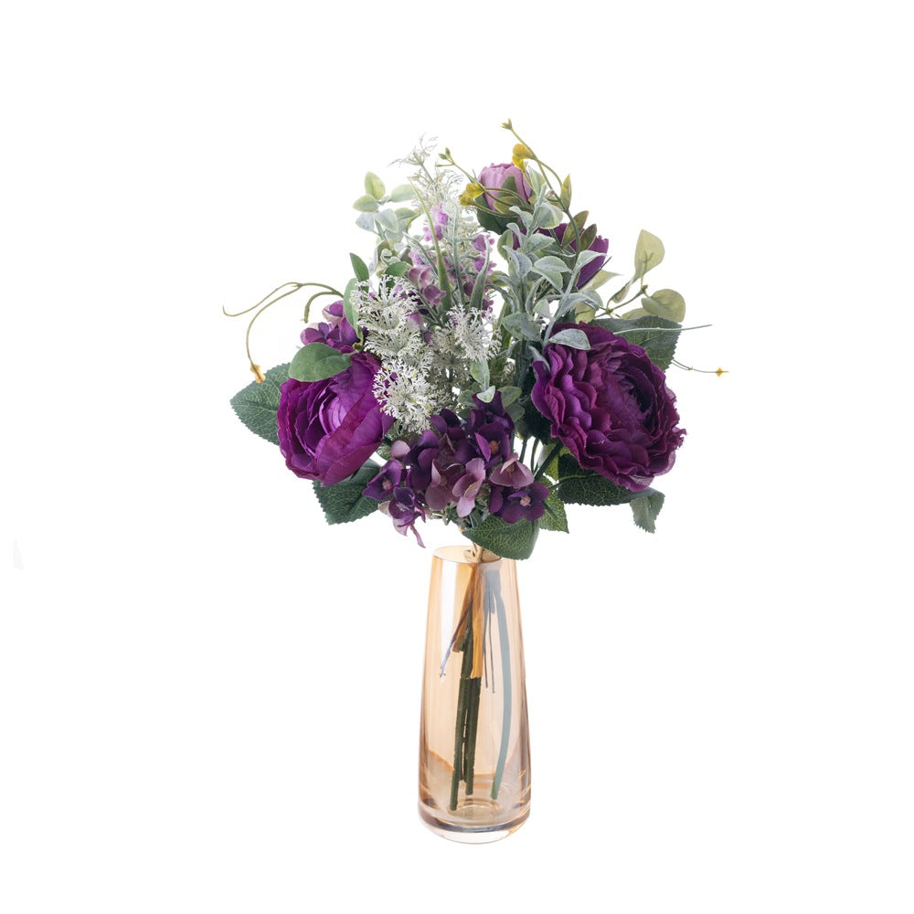 Elegant Artificial Flower Arrangement - Yongxiang Luxurious Hydrangea & Rose Bouquet for Weddings and Home Décor - CF01358A