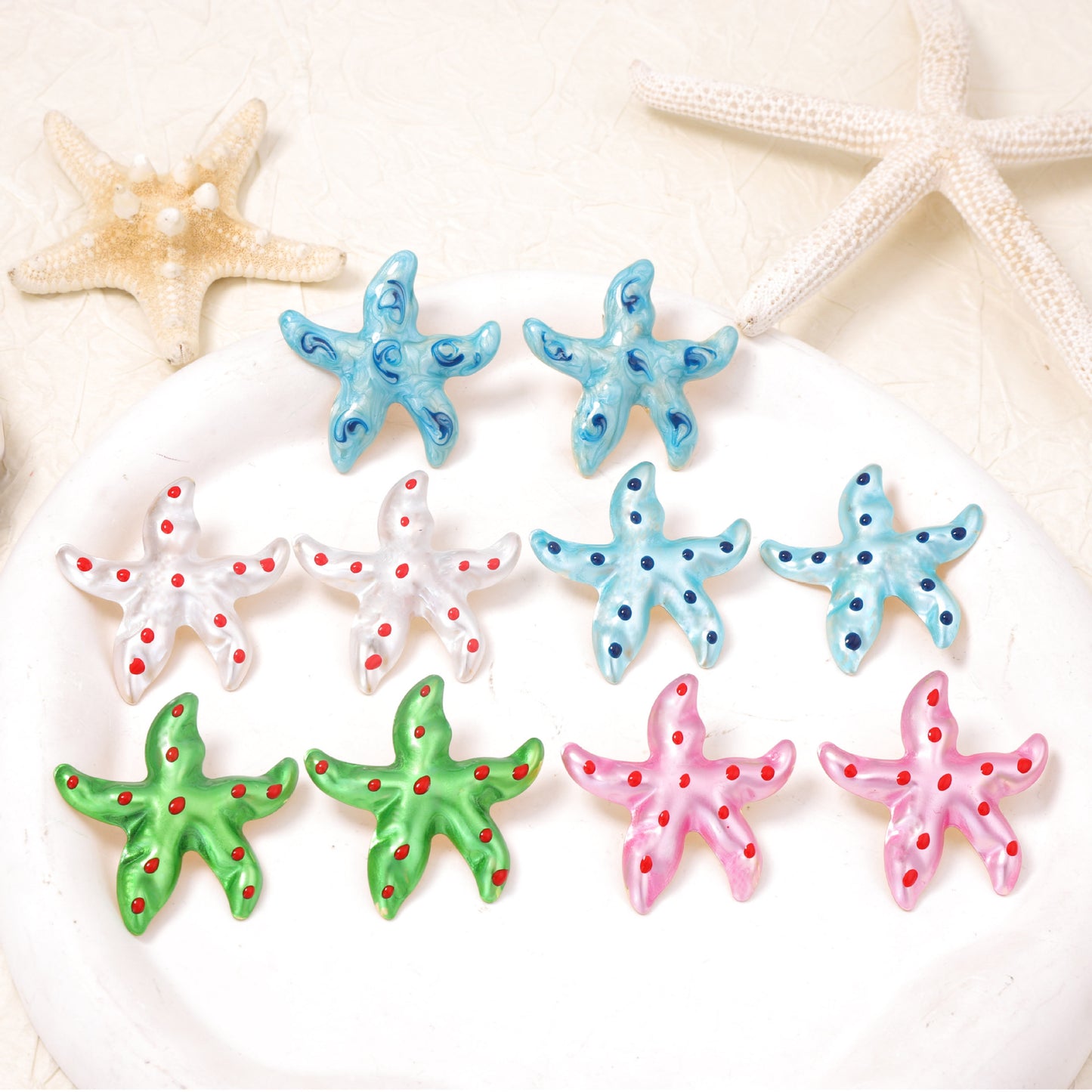 Stylish Ocean-Inspired Metal Geometric Starfish and Pentacle Earrings - Versatile Minimalist Accessories for Every Woman