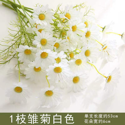 Charming Faux Chamomile Daisy Bouquet - Realistic Plastic Flowers for Home Décor, Living Room Accents & Photography Props