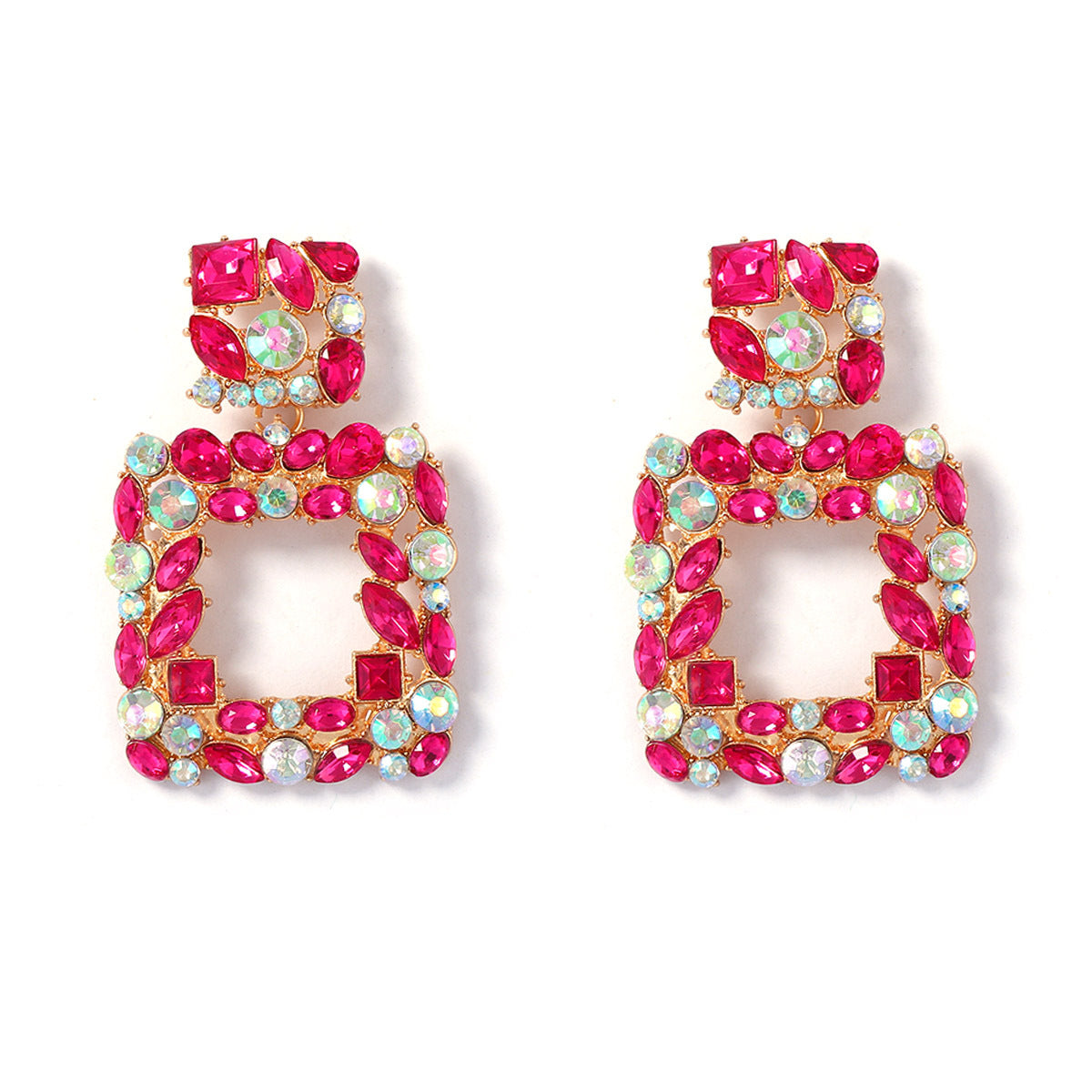 Chic Geometric Square Diamond-Studded Earrings for Unique, Versatile Style - Perfect for Parties and Everyday Wear