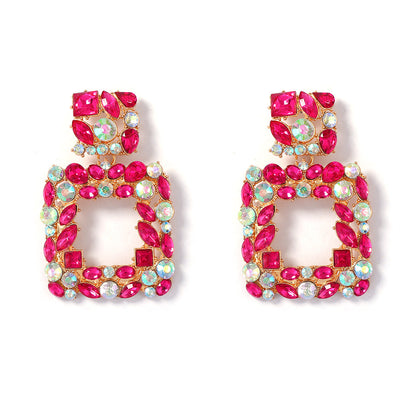 Chic Geometric Square Diamond-Studded Earrings for Unique, Versatile Style - Perfect for Parties and Everyday Wear