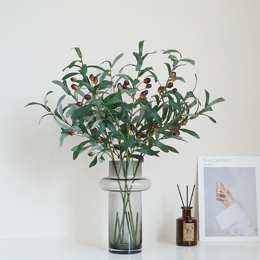 Lifelike Green Olive Branch with Berries – Perfect for Weddings, Home Decor, Photography Props, and Floral Arrangements