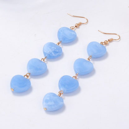Elevate Your Style with Chic Blue Heart-Designed Long Earrings - Exquisite Unique Touch for Elegant Women
