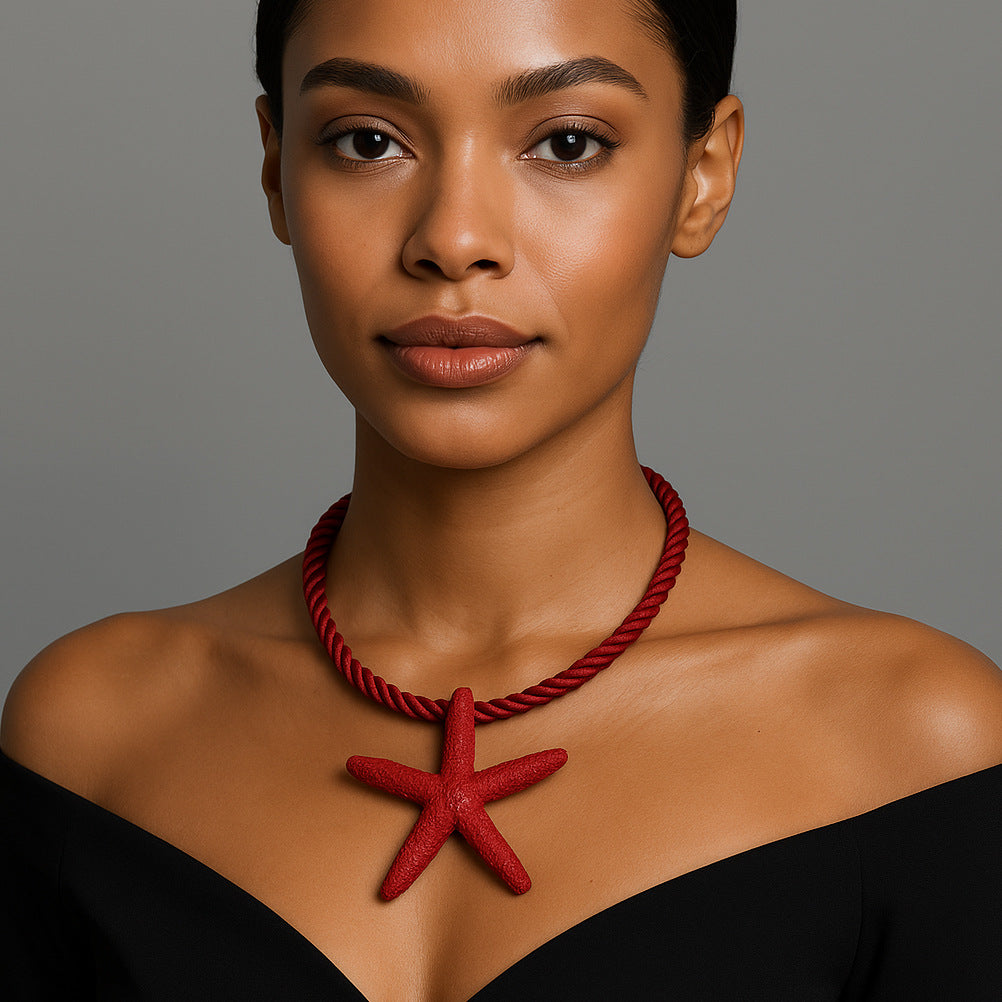 Stylish Minimalist Beach Ocean-Inspired Starfish Pendant Necklace - Versatile and Trendy Casual Jewelry for Women