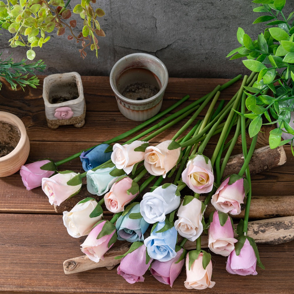 Realistic Pink Rosebud Artificial Flowers - Perfect for Wedding Decor, Home Styling, and Events - INS Trendy Greenery PJ1068