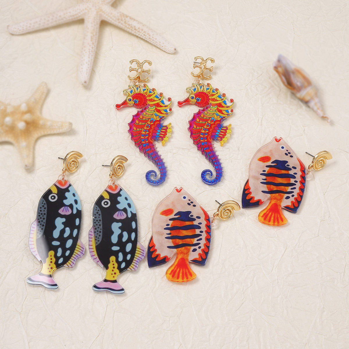 Unique Ocean-Inspired Acrylic Animal Earrings - Perfect for Casual Getaways and Beach Vacations