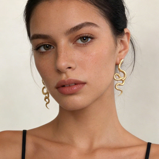 Unique Textured Animal-Inspired Statement Snake Earrings - Effortlessly Chic, Versatile Everyday Wear for a Touch of Luxurious Minimalism