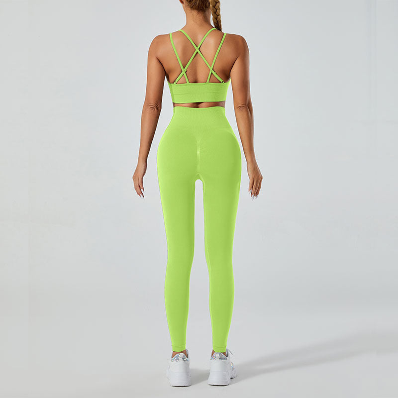 Yoga Outfit Set Beautiful Back Yoga Tank Top with High Waisted Fitness Leggings for Outdoor Sports Active Lifestyle