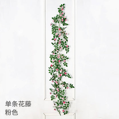 Lifelike Artificial Vines and Flowers - Faux Rose and Ivy Decor for Air Conditioning Ducts, Stylish Home and Event Decoration