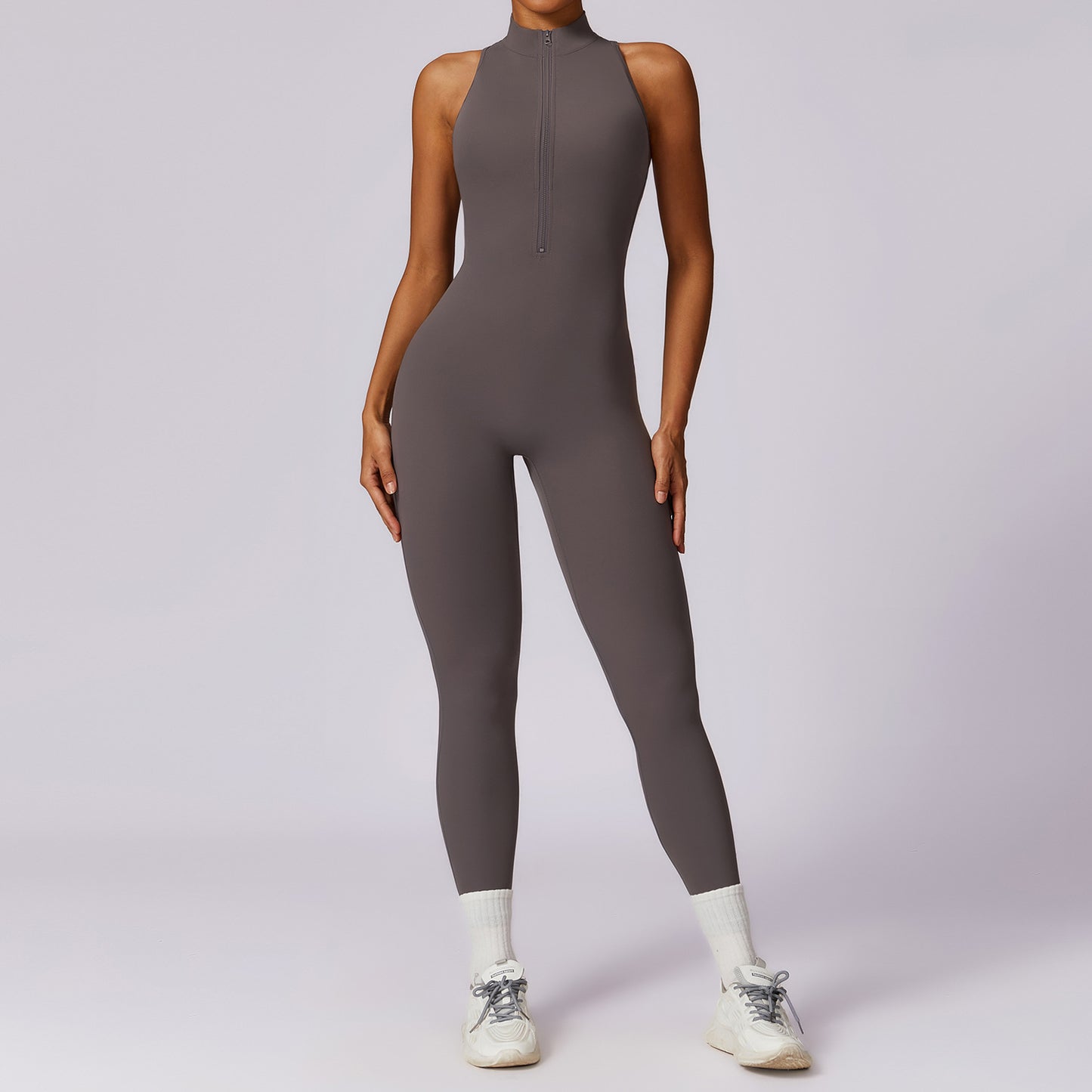 Quick Dry Zip Back High Performance Yoga Bodysuit for Intense Workouts Ultra Stretch Fitness Training Gear 8534