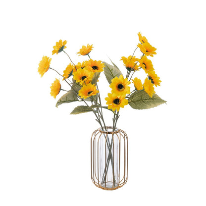 Stunning Artificial Sunflower and Rose Bouquet for Home Décor – Perfect for Weddings and Special Celebrations – Realistic Faux Floral Wall Arrangement (Model CL15101)