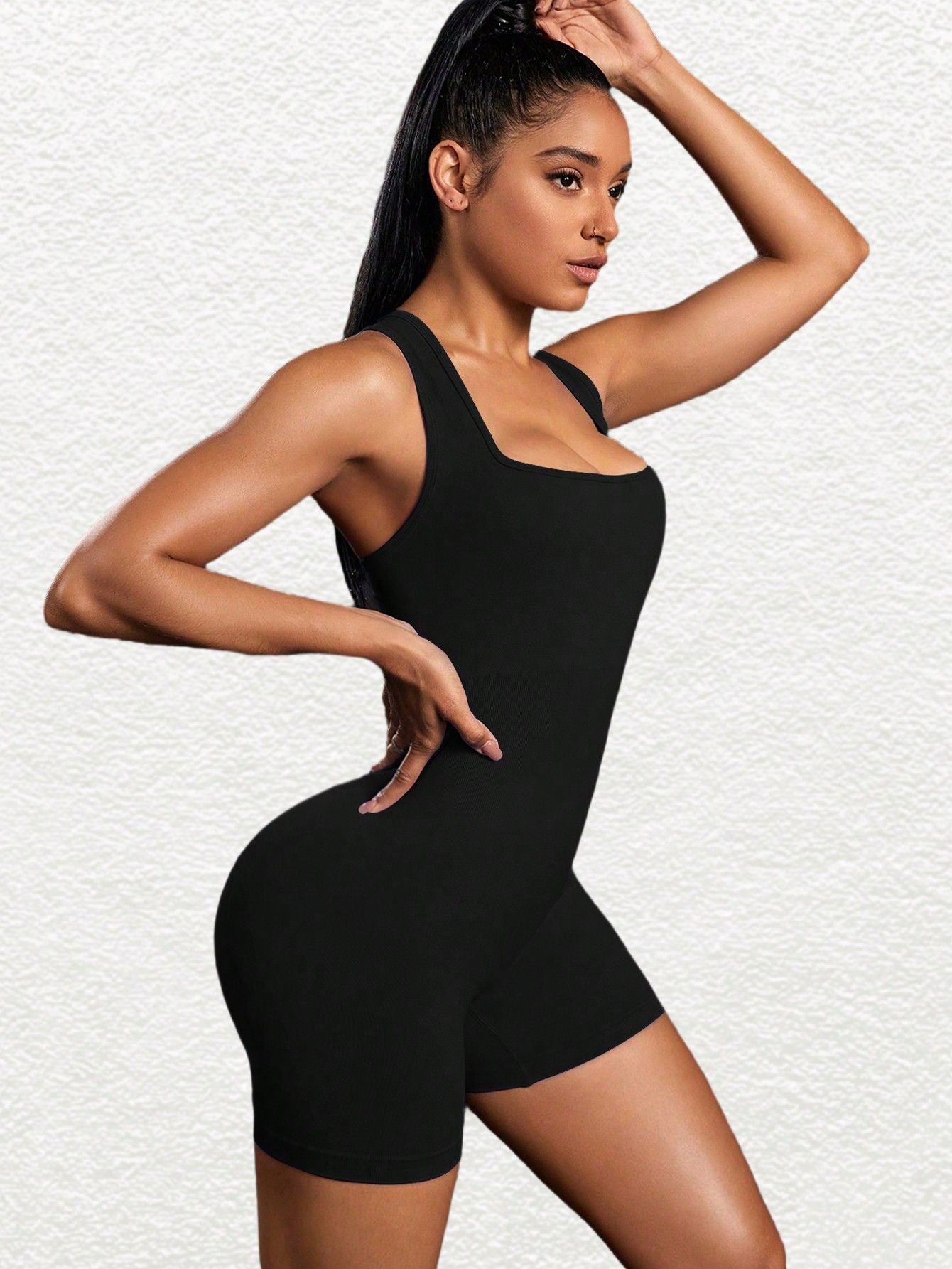 Yoga Bodysuit with Square Neckline Enhance Your Curves with this High Performance Supportive and Activewear for a Flawless Fit