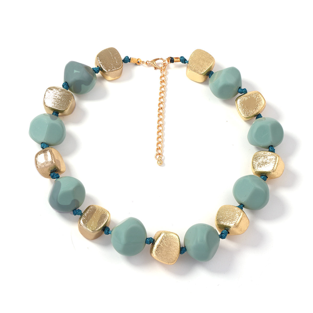 Stylish Minimalist Multi-Layered Geometric Resin Bead Necklace in Vibrant Colors – Perfect for Everyday Wear and Versatile Layering