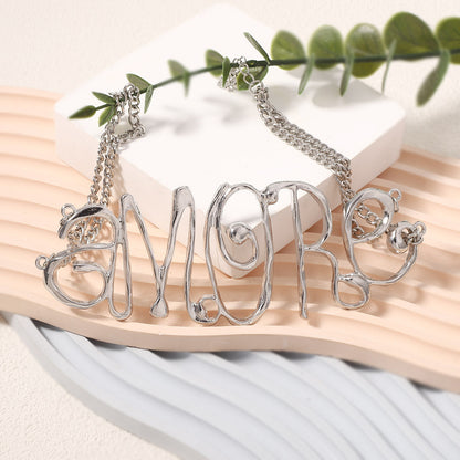 Trending Hip-Hop Punk Style Hollow Out Irregular Letter Choker Necklace – Bold Metal Design with High-End Appeal