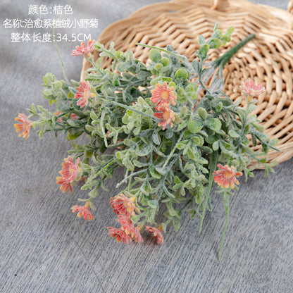 Charming Rustic Wildflower Arrangement - Lifelike Daisy & Grass Bouquet for Home Decor and Wedding Celebrations - GF15956B