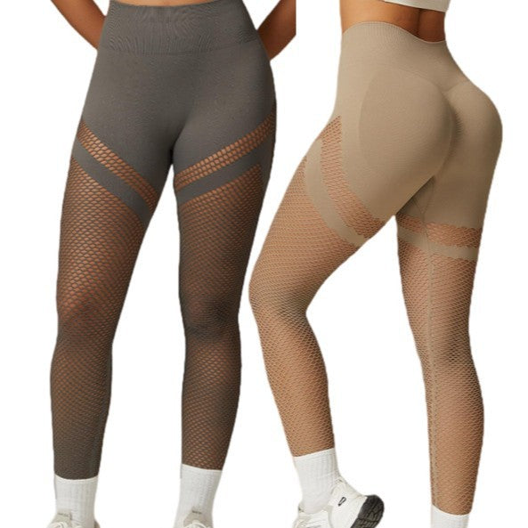 High Waisted Mesh Breathable Butt Lifting Tummy Control Workout Leggings for Women for Outdoor Fitness and Yoga