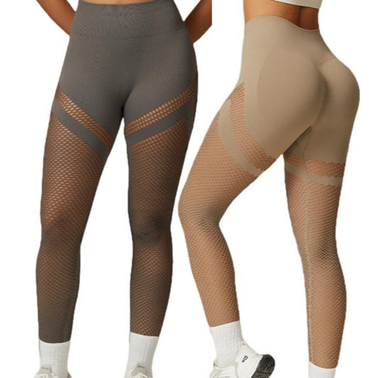 High Waisted Mesh Breathable Butt Lifting Tummy Control Workout Leggings for Women for Outdoor Fitness and Yoga