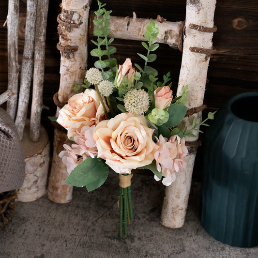 Elegant Jennifer Rose & Eucalyptus Wedding Handheld Bouquet - Stunning Faux Floral Arrangement Perfect for Ceremonies and Wall Decorations | CF01048