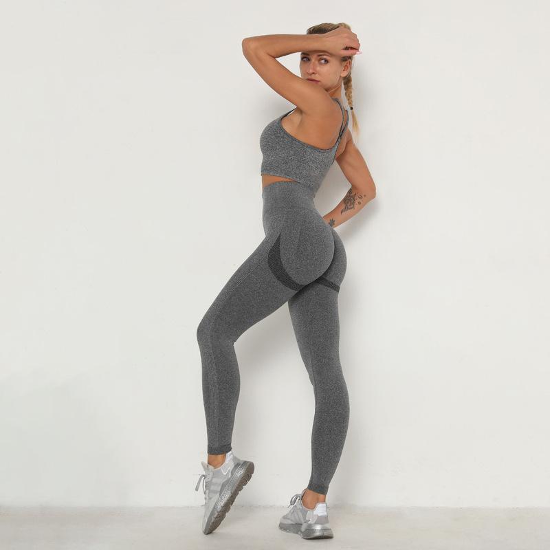 Seamless Wireless Sports Bra High Waisted Yoga Leggings Set for Women Sweat Wicking Butt Lifting Stretchy Fitness Outfit for Comfort and Performance