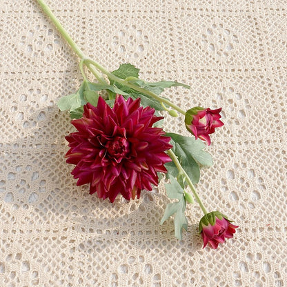 Lifelike Velvet Texture Dalia Flower Bouquet - 3-Stemmed Dahlia & Peony Arrangement for Home Décor, Wedding Decorations, and Special Events