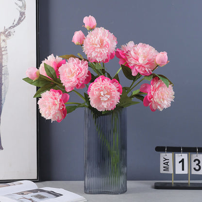 High-Quality Realistic Triple-Headed Peony Silk Flower Arrangement - Perfect for Home Décor, Weddings, and Special Events