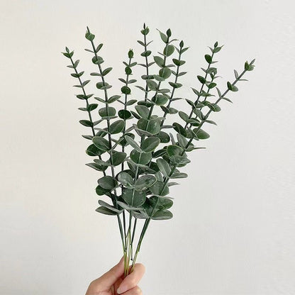 Realistic Eucalyptus Money Leaf Soft Gel Single Stem - Lush Greenery Floral Accent for Home and Living Room Decor