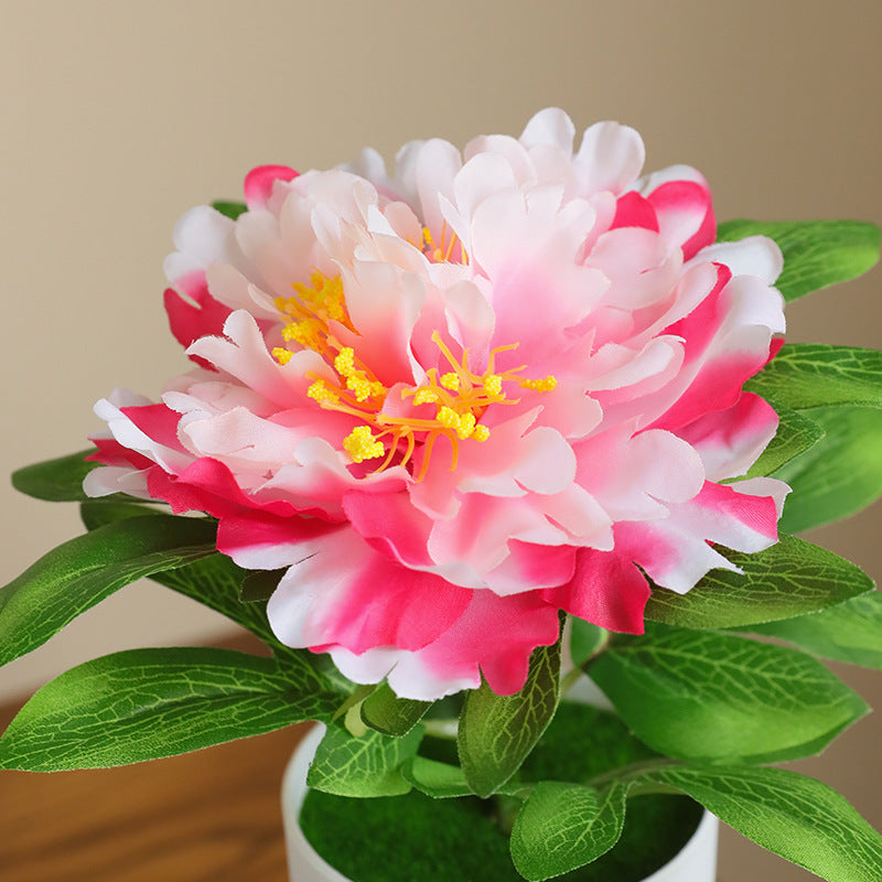 Realistic Faux Peony and Herbaceous Peony Potted Plant - Charming Home Décor for Dining Tables and Living Spaces, Lifelike Artificial Flower Arrangement